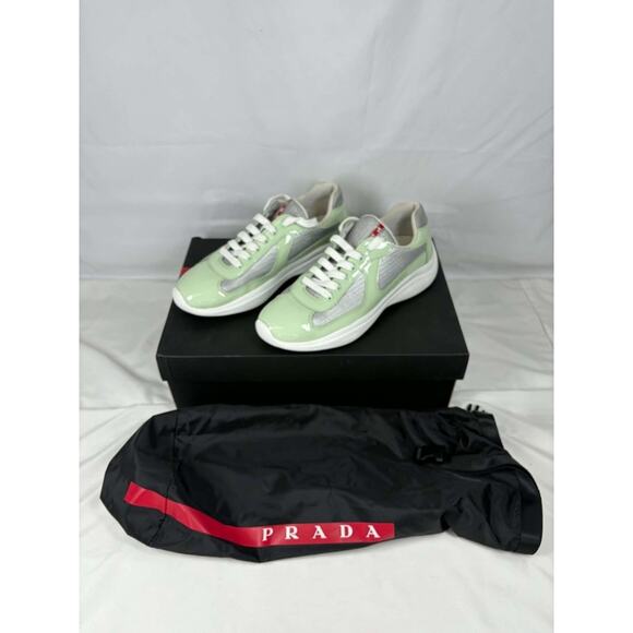 Prada American Cup Patent Mint Green Mens Mesh Sneakers - Sz 7 US SPB JA-365540 main image 12